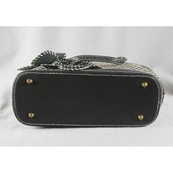 RARE Isabella Fiore VTG Small Classic Black & White Woven Designer Handbag ANB - Picture 11 of 12